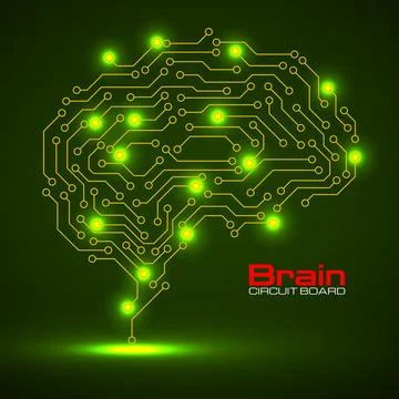 Technological brain. Circuit board. Vector background Illustrazione stock
