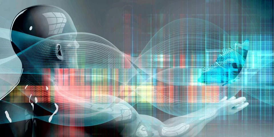 Technological Breakthrough Digital Human Interface Innovative Development Illustrazione stock