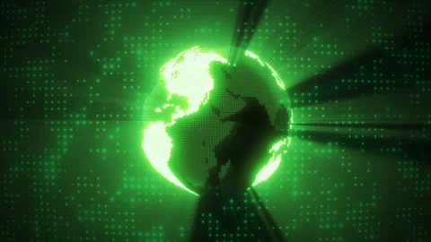 Technological business background digital earth spinning in matrix cyberspace Stock Footage 304093283