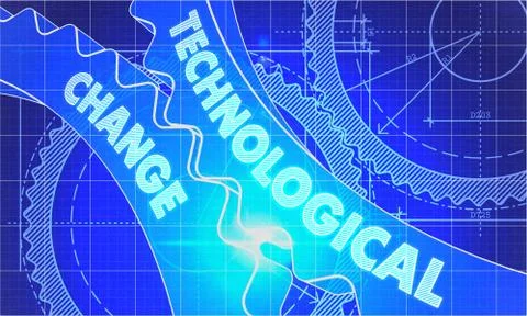 Technological Change on the Gears. Blueprint Style Stock Illustration