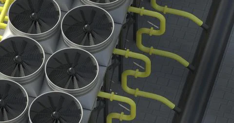 Technological chiller cooling systems, a heat exchanger in which the gas Ilustración de archivo