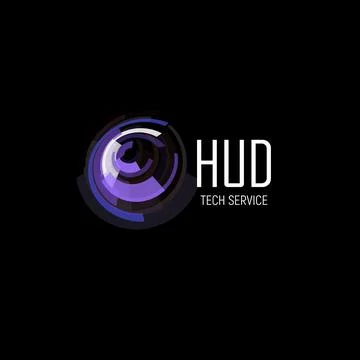 Technological circular abstract vector logo, fuuristic HUD UI interface element. Stock Illustration