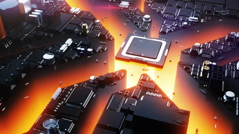Technological city stylization of the city in the concept of a printed circui Stock Footage 221677538