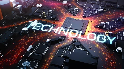 Technological city stylization of the city in the printed circuit concept, he Stock Footage 221680634