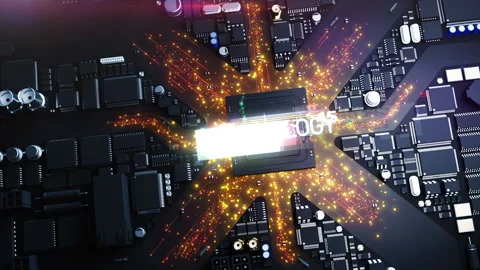 Technological city stylization of the city in the printed circuit concept, th Stock Footage 221680641