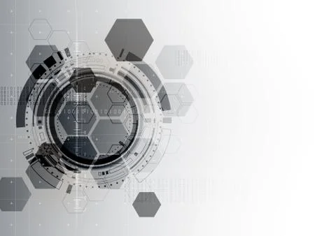 Technological communication digital modern hexagon circle interface abstract Stock Illustration