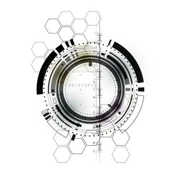 Technological communication digital modern hexagon circle signal interface ab Stock Illustration
