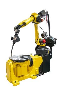 Technological concept, robotic arm on transparent background, showcasing in.. Stock Photos