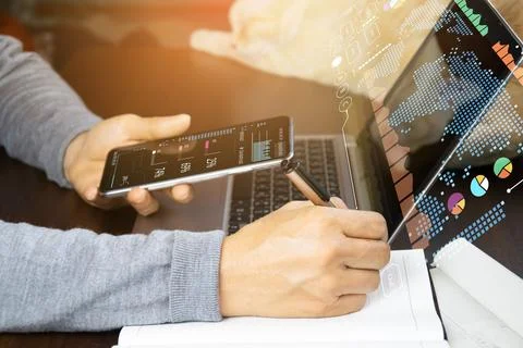 Technological concepts in data analysis and online marketing 스톡 사진