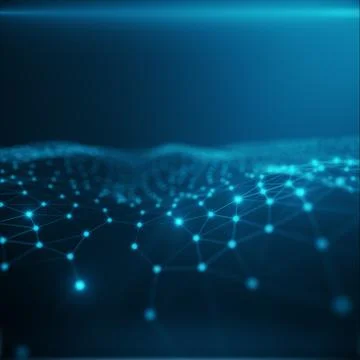 Technological connection in cloud computer, blue dot network, abstract Illustrazione stock