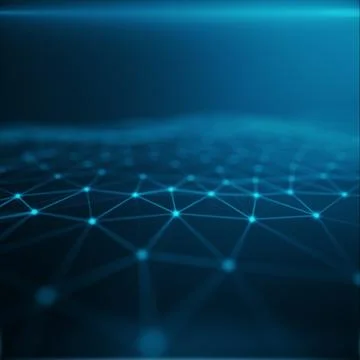 Technological connection in cloud computer, blue dot network, abstract Illustrazione stock