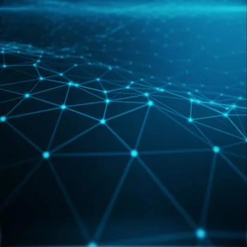 Technological connection in cloud computer, blue dot network, abstract Illustrazione stock