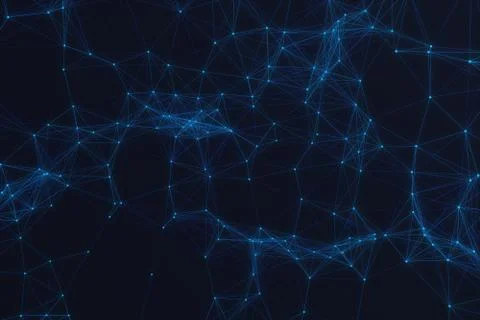 Technological connection futuristic shape, blue dot network, abstract background Illustrazione stock