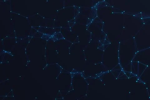Technological connection futuristic shape, blue dot network, abstract background Illustrazione stock