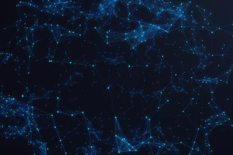 Technological connection futuristic shape, blue dot network, abstract background Stock Illustration