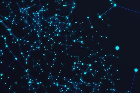 Technological connection futuristic shape, blue dot network, abstract background Stock Illustration