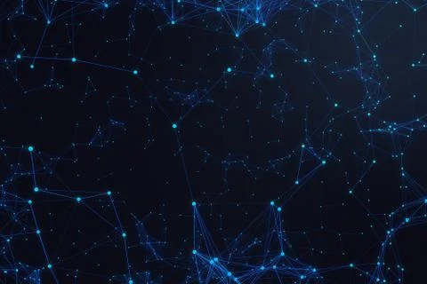 Technological connection futuristic shape, blue dot network, abstract background Stock Illustration