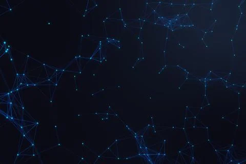 Technological connection futuristic shape, blue dot network, abstract background Illustrazione stock