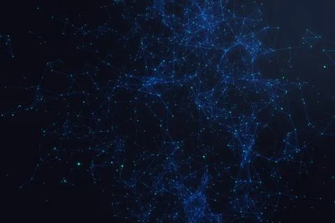 Technological connection futuristic shape, blue dot network, abstract background Stock Illustration