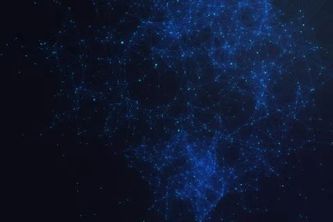 Technological connection futuristic shape, blue dot network, abstract background Stock Illustration