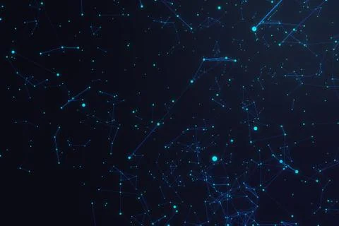 Technological connection futuristic shape, blue dot network, abstract background イラスト素材