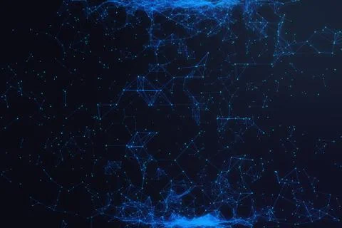Technological connection futuristic shape, blue dot network, abstract background Stock Illustration