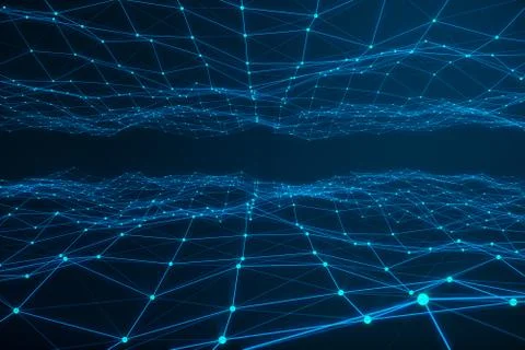 Technological connection futuristic shape, blue dot network, abstract background Illustrazione stock