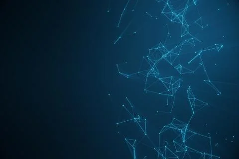 Technological connection futuristic shape, blue dot network, abstract background Stock Illustration