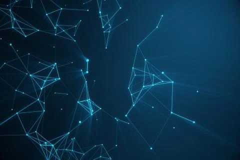Technological connection futuristic shape, blue dot network, abstract background Stock Illustration