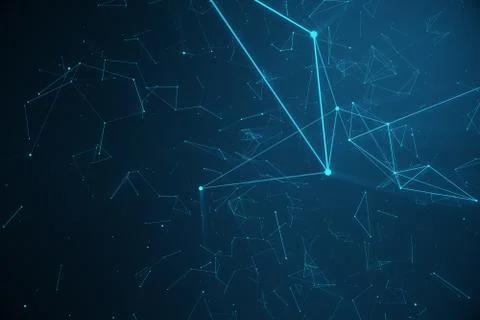 Technological connection futuristic shape, blue dot network, abstract background Stock Illustration