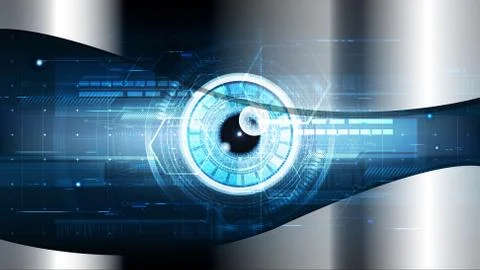 Technological cybersecurity eye scanning identification vector background abs Stock Illustration