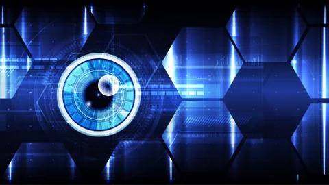 Technological cybersecurity eye scanning vector background abstract Stock Illustration