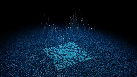 Technological data QR code and USD, data identification Stock Illustration