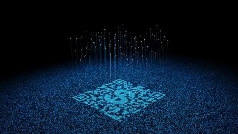 Technological data QR code and USD, data identification Stock Illustration