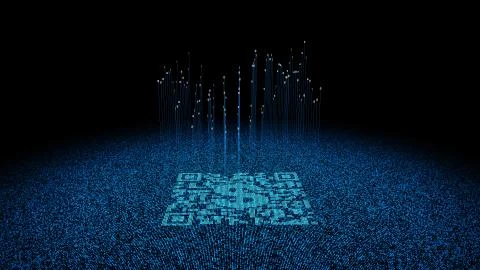 Technological data QR code and USD, data identification イラスト素材