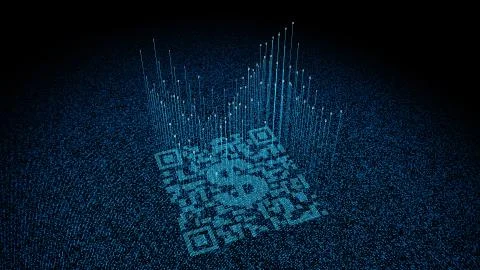 Technological data QR code and USD, data identification Illustrazione stock