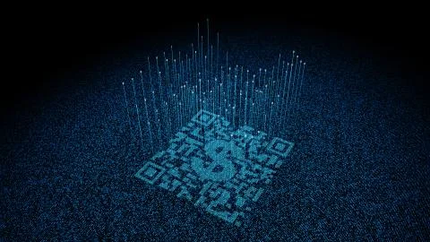 Technological data QR code and USD, data identification Stock Illustration