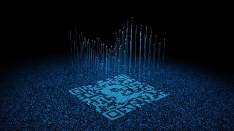 Technological data QR code and pound, data identification 스톡 일러스트