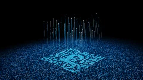 Technological data QR code and pound, data identification 스톡 일러스트