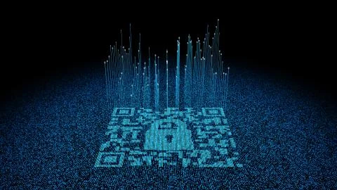 Technological data QR code and lock, data identification Stock Illustration