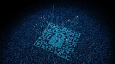 Technological data QR code and lock, data identification Stock Illustration