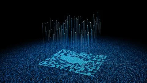 Technological data QR code and US map, data identification Stock Illustration