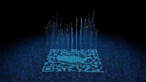 Technological data QR code and US map, data identification 스톡 일러스트