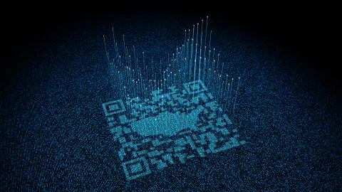 Technological data QR code and US map, data identification イラスト素材