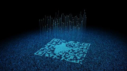 Technological data QR code and India map, data identification 스톡 일러스트