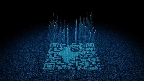 Technological data QR code and India map, data identification Stock Illustration