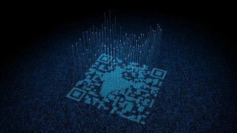 Technological data QR code and India map, data identification Stock Illustration