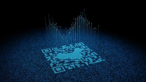 Technological data QR code and China map, data identification 스톡 일러스트