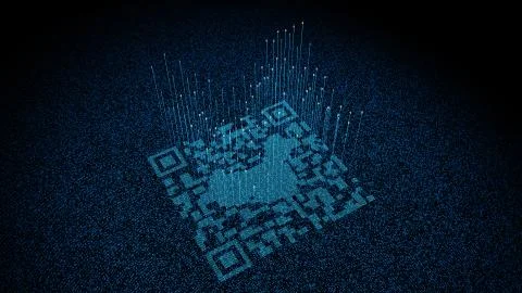 Technological data QR code and China map, data identification イラスト素材