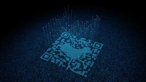 Technological data QR code and China map, data identification イラスト素材